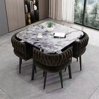 Ensemble de table à manger moderne GEDO avec plateau carré en marbre et 4 ou 6 chaises pour restaurant et maison