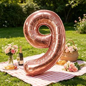 Party Love Balloon Number 9 Rose Gold 80cm Party Decoration for indoor and outdoor party decorations - Product Image 6