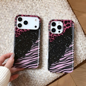 เคสโทรศัพท์มือถือลายเสือดาวแวววาวเคลือบทองสำหรับ iPhone 17 16 15 14 PRO MAX ลายม้าลายเคสด้านหลังพีซีสีรุ้งไล่ระดับสี - Product Image 1