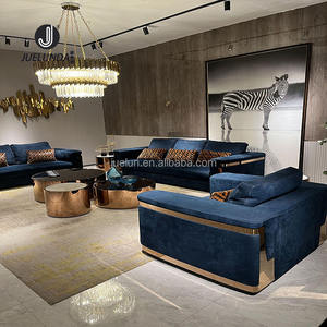 2024 meubles de salon modernes or acier inoxydable maison canapés velours canapé sièges Style européen <span class=keywords><strong>Chesterfield</strong></span> canapé ensemble - Product Image 2