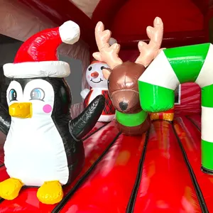 Château gonflable publicitaire de Noël avec bonhomme de neige et Père Noël pour fêtes de Noël - Product Image 6