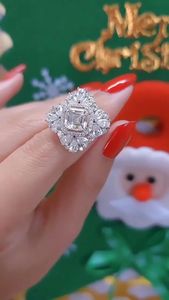 1CT Cushion Lab Grown Diamond Engagement Ring 14K Yellow Gold <b>Cluster</b> Bridal Fine Jewelry Elegant Ring for Women - Product Image 2