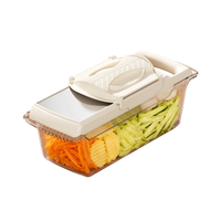 Mandoline-snijder 5 in 1 met handbeschermer, groentesnijder van roestvrij staal, verstelbare dikte voor aardappel, ui, fruit, 2 messen
