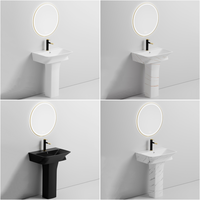 Ensemble de sanitaires personnalisables noir mat : lavabos, cuvettes de toilettes en céramique et lavabo sur colonne
