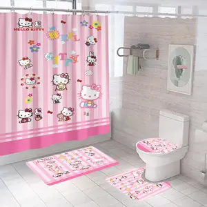 Juego de cortina de baño, alfombrilla de baño, juego de cortina de ducha, diseño personalizado, estilo de América del Norte, 4 piezas
