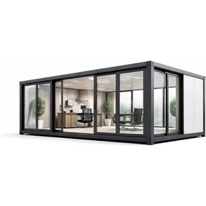 Cabine de bureau modulaire 20FT 40FT, espace de travail préfabriqué portable, structure en acier, portes panoramiques en verre, utilisation en extérieur - Product Image 1