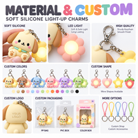 Porte-clés en caoutchouc PVC souple 3D mignon style anime, personnalisé avec fonction veilleuse, figurine de dessin animé pour les départements et supermarchés - Vente en gros