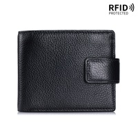 Dompet Lipat Tipis Pria Kulit Asli Mewah Vintage, Penahan Kartu RFID, Penjepit Uang, Kantong Koin untuk Pria