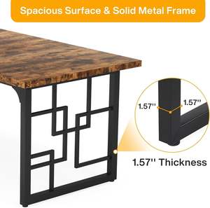 コンピュータデスクPCテーブルオフィスデスク木制ブラックメタル脚ホームオフィスのメールオーダーパッキング - Product Image 4