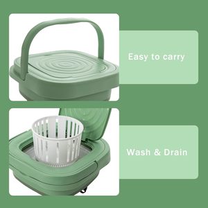 Nouvelle machine à laver portable semi-automatique pliable en plastique électrique 9L pour sous-vêtements et chaussettes avec essorage, idéale pour l'extérieur - Product Image 2