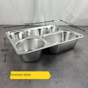 Vente en gros d'assiettes à dîner divisées en <span class=keywords><strong>acier</strong></span> inoxydable 304 au design moderne personnalisé avec couvercles en <span class=keywords><strong>acier</strong></span> inoxydable plateau alimentaire rectangulaire à quantité minimale de commande bas - Product Image 2