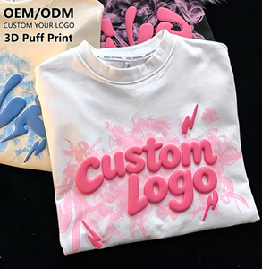 ผู้ผลิตเสื้อยืดเปล่าแบบขายส่ง เสื้อยืดคอตตอนเนื้อหนาสำหรับผู้ชาย เสื้อยืดพิมพ์ลายกราฟิกตามสั่ง เสื้อยืดโอเวอร์ไซส์ พิมพ์ลายนูน 3 มิติ สำหรับผู้ชาย - Product Image 1