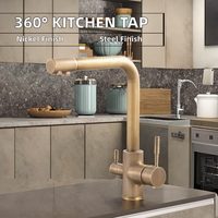 Robinet de cuisine monocommande rotatif à 360° en céramique et acier inoxydable nickel brossé, design classique, mitigeur eau chaude/froide pour hôtel