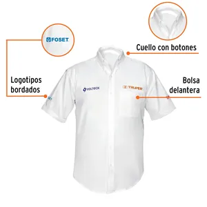 Truper ODM เสื้อเชิ้ตผ้าสักหลาดลายสก็อตลำลองสำหรับผู้ชาย, เสื้อ100% แขนสั้นสีขาวผ้าฝ้ายขนาด6XL 1ชิ้นในกล่อง - Product Image 2