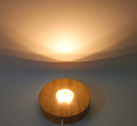 Base Lumineuse LED Ronde en Bois Innovante, Socle de Présentation pour Œuvres d'Art en Cristal et Verre avec Câble USB