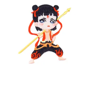 Cartoon characters three prince lotus seat Hot wheel embroidery cloth patch all match clothing accessories Nezha patch