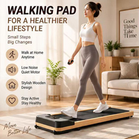 Tapis de marche électrique 1,5 CV en bois, 6 km/h, affichage LED, 110 mm de largeur, silencieux, compact, pour la maison, le bureau et le fitness commercial