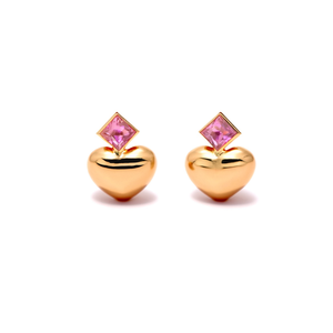 Fashion <b>Stud</b> <b>Earrings</b> Gold Plated Heart Shape With Pink <b>Crystal</b> For Women Jewelry - Product Image 2