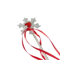 Red Plastic Snow Flower Magic Wand with Ribbon for Children