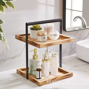 Étagère de rangement minimaliste en bois pour salle de bain, étagère à produits de toilette, étagère à épices en bois massif pour cuisine domestique - Product Image 1