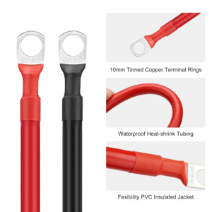 Juego de Cables de Inversor de Batería de Alta Resistencia de 50 cm y 5 AWG, con Pinza de Cobre Estañado a Terminal SC16-10, Cable de Alimentación de PVC Rojo y Negro para Sistemas Solares de 12V y 24V para RV - Product Image 4