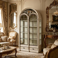 Ensemble de meubles en bois massif de style provincial français sur mesure, armoire de présentation moderne pour salon, armoire à vin décorative en bois de luxe