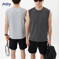 Camiseta sin mangas para hombre, 220G, mezcla de lyocell refrescante, para gimnasio, fitness, correr, entrenamiento, deportes de verano, chaleco deportivo para actividades al aire libre.