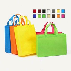 กระเป๋าโท้ทผ้าไม่ทอแบบรีไซเคิล กันน้ำ มีหูหิ้ว สีพื้น พิมพ์โลโก้ตามสั่ง ขายส่ง สำหรับซื้อของในตลาด ทนทาน - Product Image 5