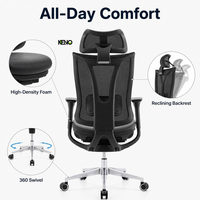 Chaise de bureau grande et robuste de 500 lb avec repose-pieds, chaise ergonomique en maille résistante avec coussin large et appui-tête