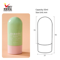 Bouteille en plastique PET de 55 ml en forme de capsule avec bouchon à vis, pour comprimés de dentifrice, couleur personnalisée, logo disponible, impression sérigraphique, électroplaqué