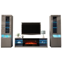 Unités murales modernes conçoit des meubles de salon Fire Place Led Lights Cabinet Tv Stand avec cheminée