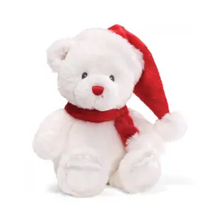 2024 Hot Sale Weihnachten Weiß Gefüllte Teddybär Mit Hut Und Schal Plüsch Eisbär Als Kinder Geschenke