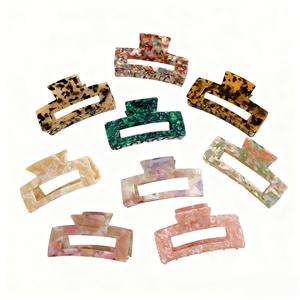 Fermacapelli Artigianale in Acetato Effetto Tartaruga, Clip Quadrata Antiscivolo Coreana per Donne, per Lavare il Viso e Truccarsi, per <span class=keywords><strong>Capelli</strong></span> Spessi - Product Image 1