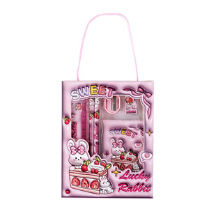 Artículos de papelería para niñas dibujos animados estereoscópicos 3D 6 piezas caja de regalo lindo lápiz cuaderno kits de papelería al por mayor - Product Image 1