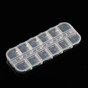 Caja organizadora de joyas de plástico con 12 compartimentos, transparente, de doble fila, con apertura independiente para almacenamiento de purpurina para decoración de uñas - Product Image 4