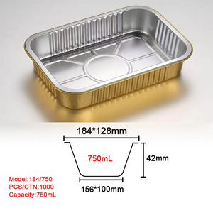 750ml PP cấp thực phẩm nhiệt con dấu dùng một lần hình chữ nhật nhôm lá takeout bao bì thực phẩm Baking Pan Nắp <span class=keywords><strong>container</strong></span> - Product Image 2