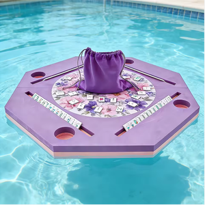 Table de jeu de mahjong et de dominos pliable et portable en caoutchouc, moderne et personnalisée, pour bord de piscine, écologique, durable, résistante à l'eau, pour 4 joueurs - Product Image 3