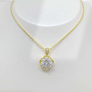 Collares de plata 925 al por mayor, sencillos y elegantes con circonitas, nuevos collares finos de novia coreanos con dijes de piedra DIY para niñas - Product Image 1