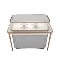 Luxuriöse Goldschmuck-Vitrine mit Sockel, komplett montiert, gehärtetes Glas, LED-Beleuchtung, kundenspezifische Größe, Thekenausführung