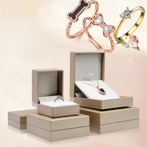 Kotak Hadiah Kecil Lipat Kertas Kulit Imitasi, Kalung Cincin Hadiah Kotak Kemasan Perhiasan untuk Perhiasan