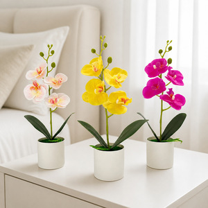 Orchidées Phalaenopsis artificielles avec pot 36,5 cm, bonsaï décoratif pour salon, bureau, bureau à domicile - Product Image 2