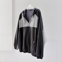 Nouvelle Arrivée Veste en Cuir Ultra Fine pour Femme à Capuche Zippée, Blocs de Couleurs, Taille Cintrée, en Peau de Mouton, Style Décontracté pour l'Extérieur