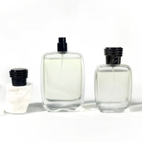 Bocaux en verre de rectangle carré de chapeau fait sur commande avec des couvercles 100ml bouteilles uniques de parfum de bouteille d'huile de corps