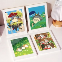 Kit d'art manuel pour enfants : Peinture diamant DIY motif chat de dessin animé avec strass carrés sur toile huilée 17x22
