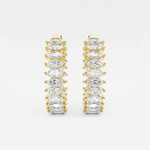 Boucles d'oreilles créoles 3 carats en diamant de laboratoire taille marquise, élégantes et étincelantes, bijoux fins de luxe, cadeau minimaliste pour femme - Product Image 5