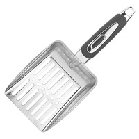 Poignée ergonomique en acier inoxydable pour litière pour chat Accessoire de nettoyage facile pour bac à litière pour chat