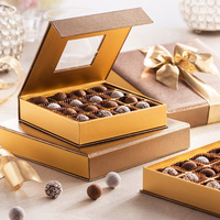 Boîte à chocolat de luxe dorée pour l'Aïd Moubarak et le Ramadan, vide, pour dattes du Ramadan, emballage alimentaire, avec lamination mate, gaufrage et revêtement UV