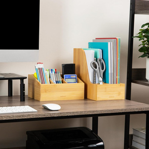 Bamboo Desktop Organizer Wooden Storage Box For Office Desk <b>Filing</b> Cabinet Multifunctional Neatening <b>Drawer</b> Standalone Rectangle - Product Image 3