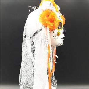 Poeticexist 2023 nuevo plástico Horror anónimo disfraz de <span class=keywords><strong>Halloween</strong></span> <span class=keywords><strong>cara</strong></span> completa máscara de fiesta mascarada para Mujeres para el Día de los muertos - Product Image 2