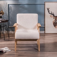 Fauteuil d'appoint en bois de teck avec éponge en caoutchouc haute densité de style moderne gris DISHI pour salon